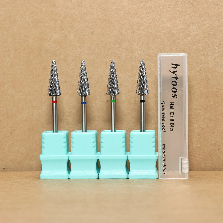 HYTOOS Tungsten Carbide Tree Cone Nail Drill Bits Professional E-file Bits for Acrylic Hard Gel Removal Manicure Pedicure Tool