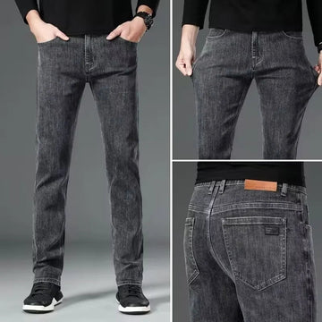 ICPANS Autumn Summer Denim Jeans Men Straight Stretch Regular Jeans for Man Black Classic Vintage Mens Pant Big Size 29-38 40 PlatiNum