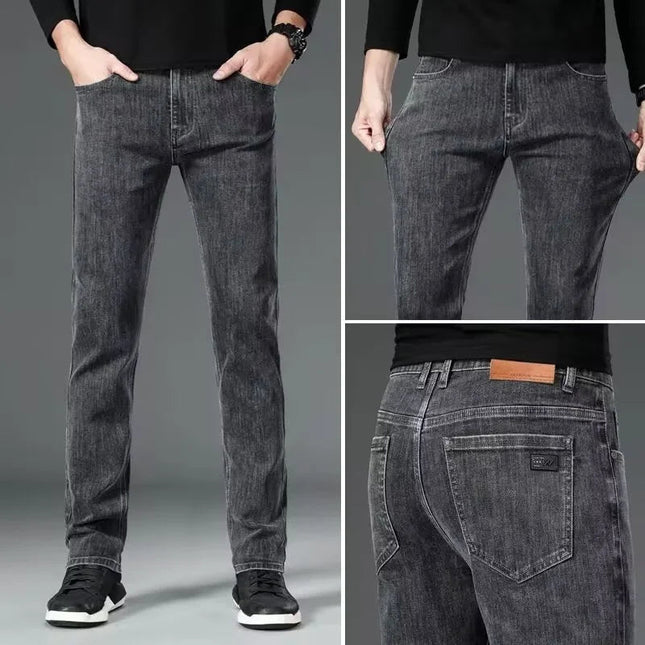 ICPANS Autumn Summer Denim Jeans Men Straight Stretch Regular Jeans for Man Black Classic Vintage Mens Pant Big Size 29-38 40 PlatiNum