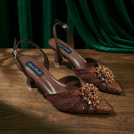 Zapatos y Bolso Nuevos de Diseño Italiano Azules con Diamantes de Imitación, Tacón Alto, Estilo de Moda, Zapatos de Tacón para Máxima Comodidad, Zapatos de Mujer