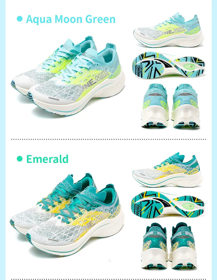 ONEMIX Scarpe da corsa con piastra in carbonio per uomo Assorbimento degli urti Scarpe sportive ultraleggere Rimbalzo Scarpe da ginnastica da maratona per donna all'aperto PlatiNum