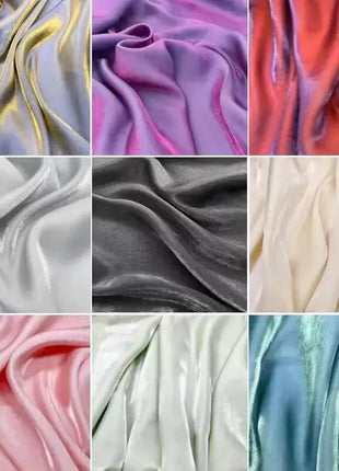 Tessuto di raso setoso in cristallo di vetro, tessuto iridescente glitterato, materiale per abiti lucidi, tessuto per indumenti lucido