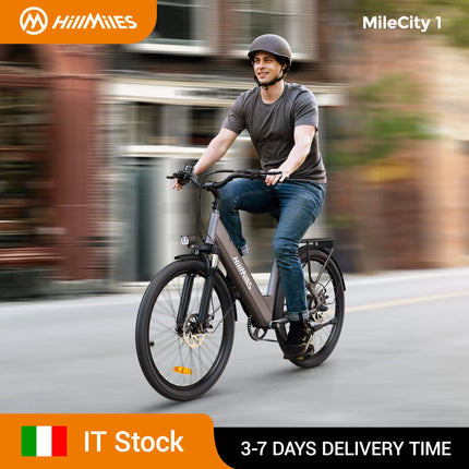HillMiles MileCity 1 Bicicletta Elettrica Step-Through da 26 Pollici, E-Bike con Autonomia di 120 km, Motore da 250W, Batteria 36V 13Ah, 25 km/h, Cambio a 7 Velocità, Freni a Disco, Bici Elettrica per Pendolarismo Urbano, Sp