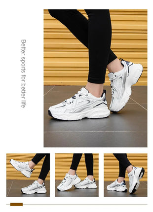 Baasploa Women Running Shoes Lightweight Breathable Sport Shoes Female Comfort White Casual Sneakers Height Increase Cushioning PlatiNum