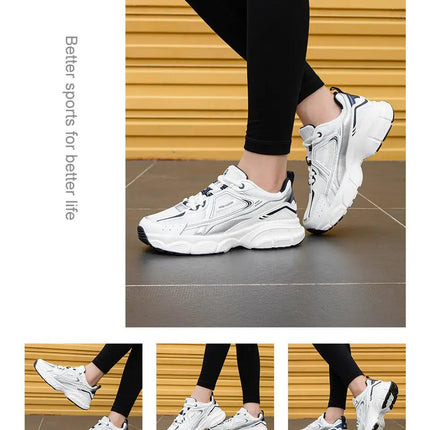 Baasploa Women Running Shoes Lightweight Breathable Sport Shoes Female Comfort White Casual Sneakers Height Increase Cushioning PlatiNum