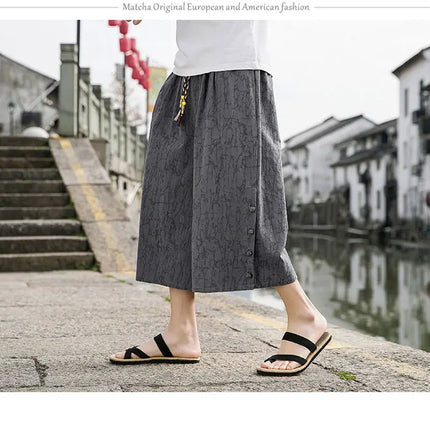 Pantaloni da samurai giapponesi Kimono da uomo Pantaloni casual in cotone retrò da uomo Pantaloni larghi casual Hip Hop Harajuku di alta qualità da uomo