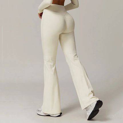 High Waist Wide Leg Pants Leggings Women Tights Fitness Bell-bottoms Yoga Elastic Leggings Push Up Gym Workout Flared Pants PlatiNum