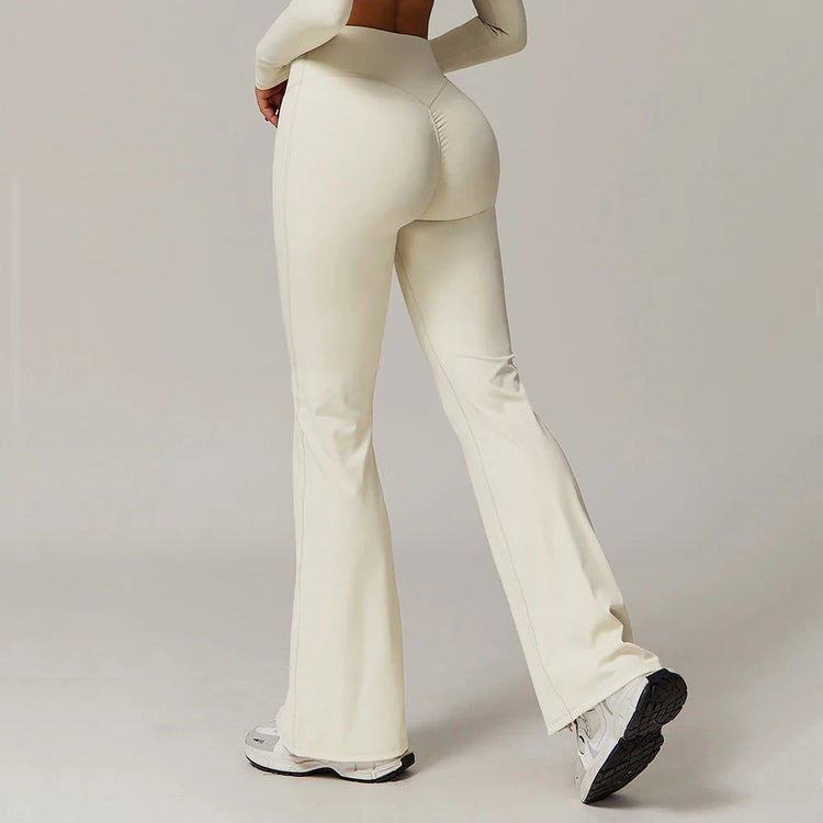 High Waist Wide Leg Pants Leggings Women Tights Fitness Bell-bottoms Yoga Elastic Leggings Push Up Gym Workout Flared Pants PlatiNum