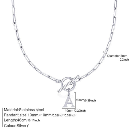 Women stainless steel Initial necklace A-Z Letter charms pendant Choker Women silvery Chain Ot Deduction Necklace For Women 2025 PlatiNum