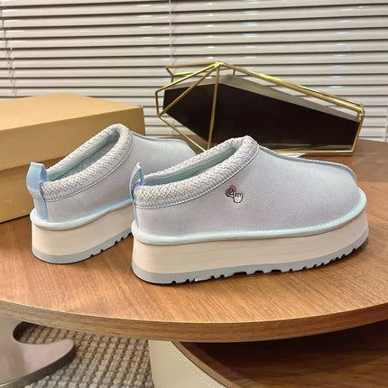 Tasman Winter Warm Wool Women's Tazz Classic Ultra Mini Platform Slippers Thick Sole Genuine Leather And Fur Snow Boots