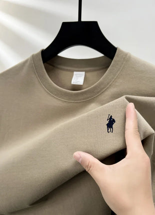 T-shirt homme col rond manches courtes 100 % pur coton, vente chaude, marque de luxe, été, broderie exquise, poney, haut respirant