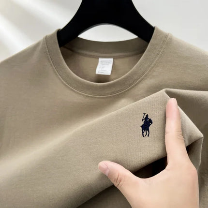 Men's Round Neck Short Sleeve 100% Pure Cotton T-shirt Hot Sale Luxury Brand Summer Exquisite Embroidery Pony Breathable Top