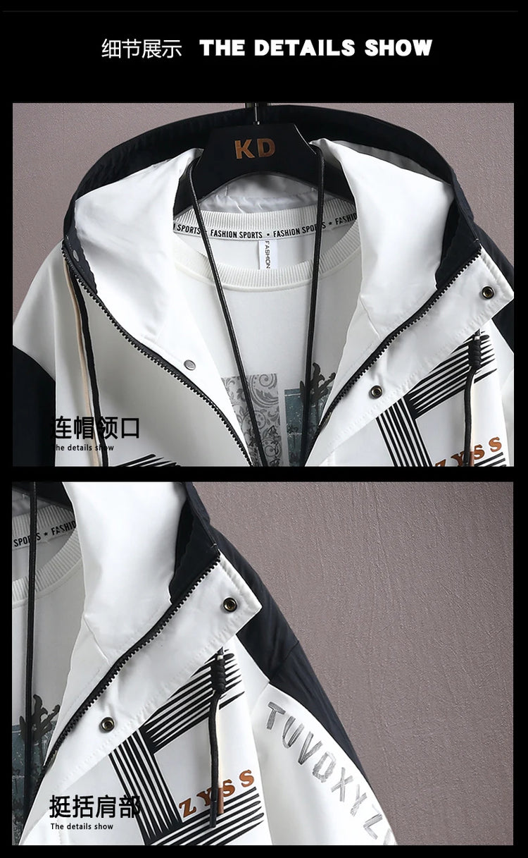 2025 Spring Casual Jackets Sportswear+Pants Men's Sets Korean Style 2 Piece Sets Men Streetwear Fitness Male Tracksuit