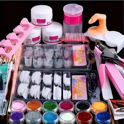 23-in-1 Acrylic Nail Kit for Beginners — Includes 12 Acrylic Powder Colors, Nail Extension Tools, and Various Manicure Tools