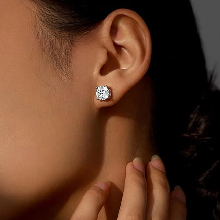 KNOBSPIN 2.0ct Moissanite Earrings for Women Lab Grown Diamond Ear Studs 925 Sterling Silver Fine Jewelry Gift PlatiNum