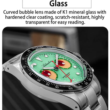 ADDIESDIVE VK64 Quartz Wristwatch Ceramic Bezel Chronograph Calendar Luxury Wristwatches Eyes Dial Bubble Mirror Glass Watches