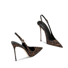 2025 Spring New Leopard Pattern Pointed French Luxury Small Comfortable Thin Heel Versatile High Heel Sandals for Women PlatiNum