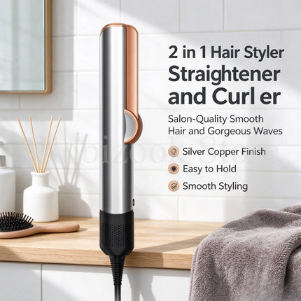 Hair Straightener Hot Air Flat Iron 2 In 1 Styling Tool Negative Ion Hair Curler Adjustable Temperature For Salon Home Hair Styling Gift For Women