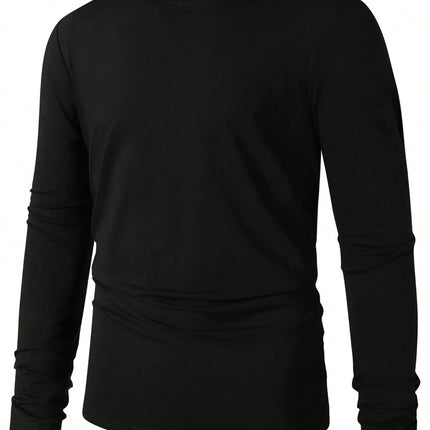 Men's Solid Color Casual Crew Neck Long Sleeve T-Shirt, Casual Comfortable Pure Cotton High-Quality Unisex Fitness T-Shirt PlatiNum