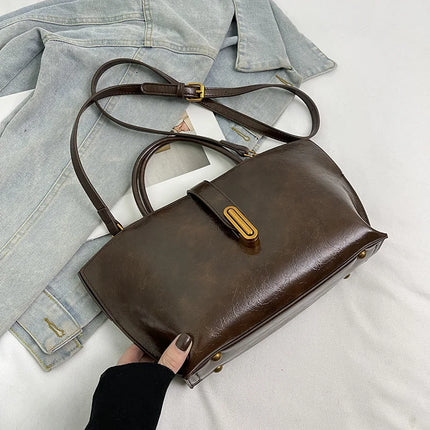 Borsa a Tracolla Grande Capacità da Donna, Nuova Borsa a Mano da Donna di Alta Qualità con Texture, Borsa Grande da Ragazza, Nuova Borsa Versatile da Pendolare con Lettere, Borsa a Tracolla Singola alla Moda, Borsa a Spalla
