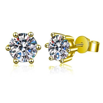 Orecchini a lobo QMSHR con moissanite da 0,5-2 carati, placcati oro giallo 18K, in argento 925, per matrimonio, gioielli da donna e uomo con certificato GRA platinumshop