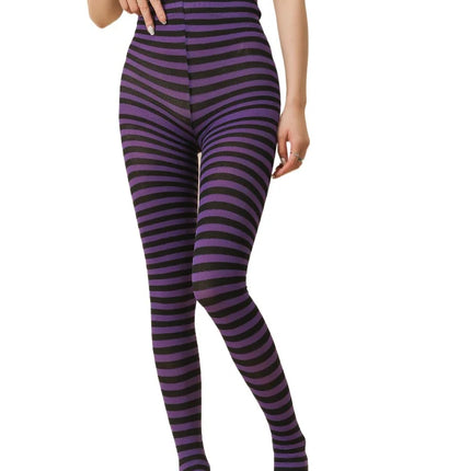 Collant a righe da donna punk stile gotico Collant lunghi arcobaleno Halloween Natale Calza cosplay a vita alta Legging sottile elastico
