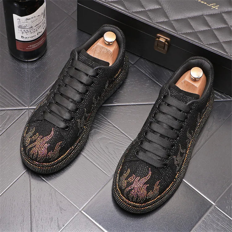 New Style Luxury Men's High Hip-hop Casual Shoes Men Black Fashion Rivets Shoes Italy Fashion Leisure Driving Loafers