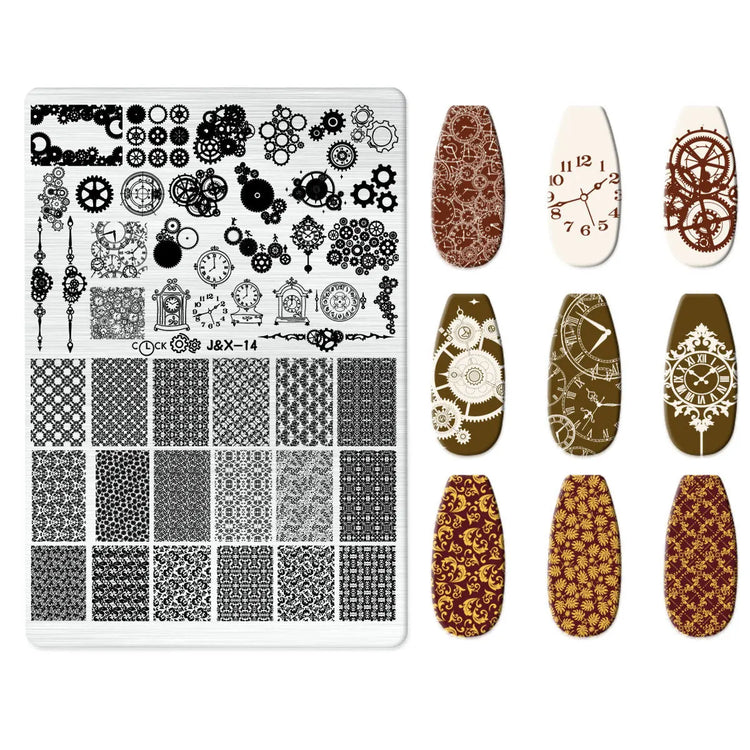 Flowers Love Nail Stamping Newspaper Splice Theme Irregular Stamping Plates Letter Nail Art Printing Stencil Tool Big Size Tools