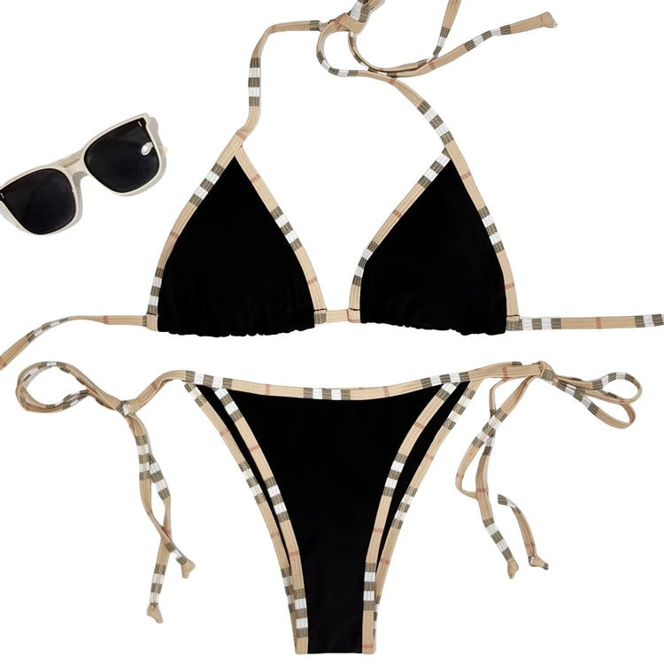 Set Bikini di Lusso a Righe con Halter per Donne, Costume da Bagno Sexy a Due Pezzi, Abbigliamento da Spiaggia alla Moda platinumshop