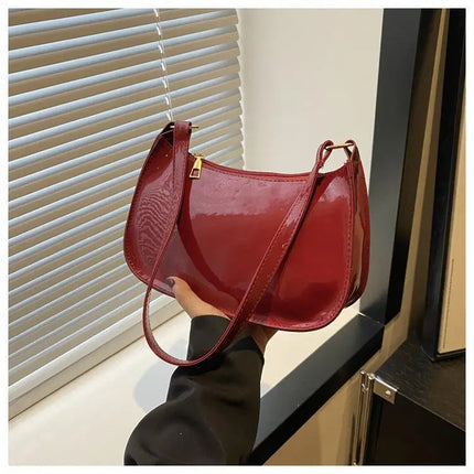 Retro Solid Color PU Leather Shoulder Underarm Bag Women's Fashion Handbags Casual Purses and Handbag Ladies Hand Bags PlatiNum
