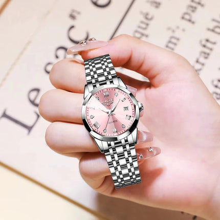 LIGE Elegante Orologio da Polso da Donna Ultrasottile in Stile Nordico Semplice con Movimento al Quarzo, Bracciale in Acciaio Inossidabile alla Moda platinumshop