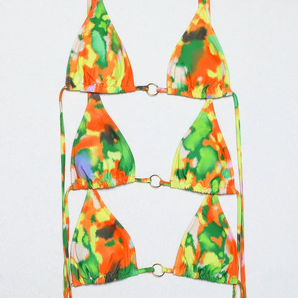 Catene a triangolo sexy Set bikini Micro perizoma Costume da bagno donna Costume da bagno Biquini Fasciatura Costumi da bagno Stampa Costumi da bagno Perizoma Bikini platinumshop