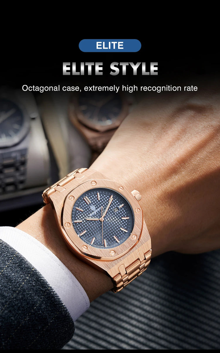 Customized Watch PAAZOMU Business Man Wristwatch Waterproof Luminous Date Men Watch Stainless Steel Quartz Watches For Men Reloj