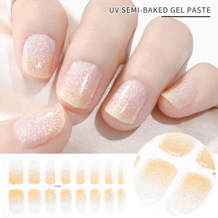 1Sheet Cured Gel Nail Strips Sticker Long-Lasting Nail Polish Strips Wraps Full Cover Gel Nail Art Stickers UV/LED Lamp Required