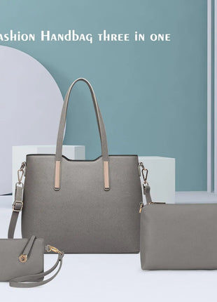 Miss Lulu WOMEN'S Shoulder bag Set 3 Piece Large Handle bag Carry bag Tote Bag Women handbag Comfortable PlatiNum