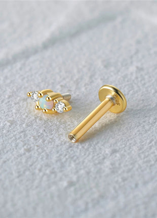 CANNER 1PC 925 Sterling Silver Exquisite Crown Opal Piercing Earring for Women Ear Studs Cartilage Earring Body Jewelry Gift PlatiNum