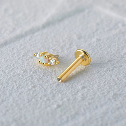 CANNER 1PC 925 Sterling Silver Exquisite Crown Opal Piercing Earring for Women Ear Studs Cartilage Earring Body Jewelry Gift PlatiNum