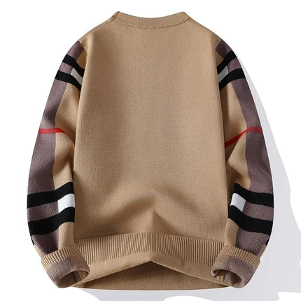 round Neck Knitted Sweater Autumn Winter Men's Fashion Thickened Long Sleeve Leisure Comfortable Fit Youthful Style Polyester...