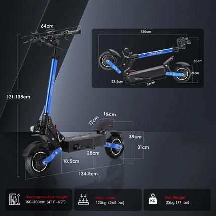 Monopattino Elettrico Halo Knight T108 52V 28.8Ah Doppio Motore Pieghevole 1200W con Pneumatici Stradali e Sospensioni