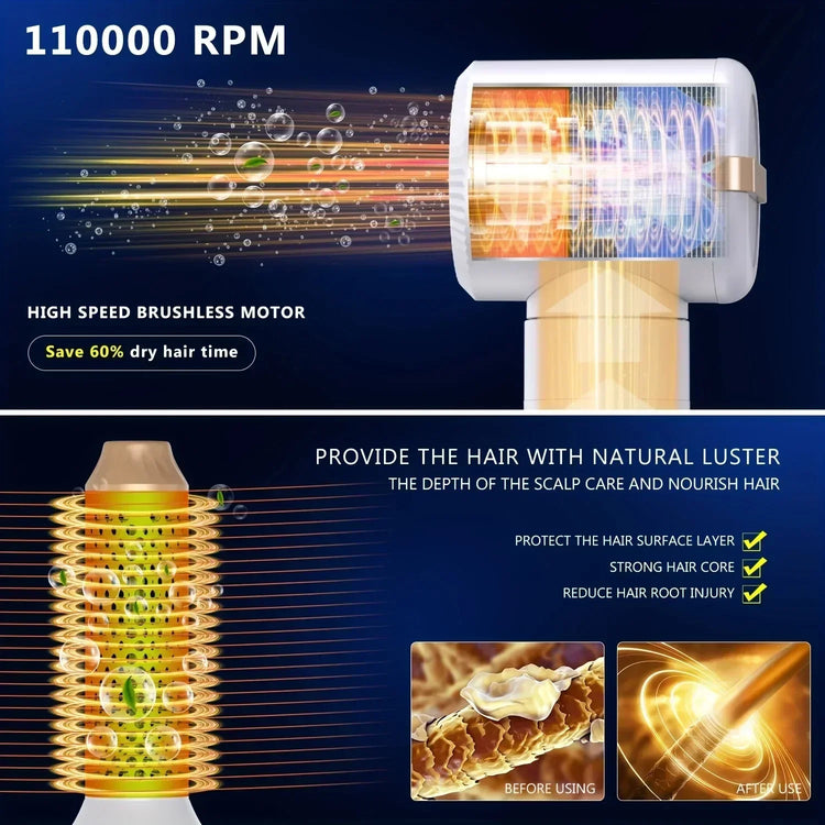 Tinsol 7 in 1 Hair dryer Professional Negative Ion curling Iron Hair Straightener Brushless Motor High Speed Hair Dryer Hot Comb