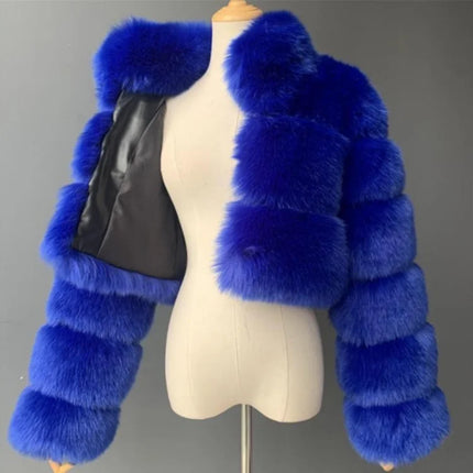 ZADORIN Fashion Cropped Faux Fur Coat Woman Warm Stand Fur Collar Slim Fluffy Fur Jacket Woman Tops Winter Fur Coats Streetwear