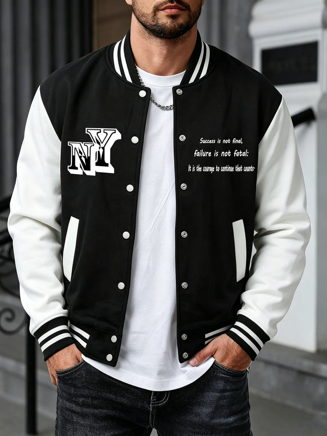 New York Brooklyn Art Letter Print Clothes Man'S Loose Sports Baseball Jersey Fashion High Street Veste Autumn Winter Jackets