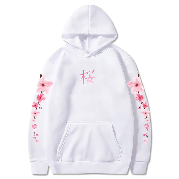 Japanese Blossom Sakura Graphic Hoodies Long Sleeve Winter Hooded Sweatshirts Casual Women/Men Comfortable Pullovers with Pocket
