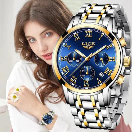 LIGE 2024 nuove donne di moda orologi da donna top brand di lusso creativo bracciale da donna in acciaio orologi orologio impermeabile al quarzo femminile platinumshop