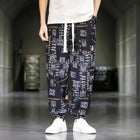 Pantaloni Primavera-Estate da Uomo in Stile Cinese, Sottili e Traspiranti in Cotone e Lino, con Vita Elastica, Pantaloni Harem Stampati Casual e Comodi
