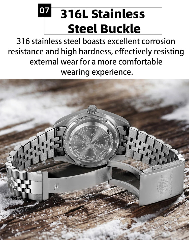 ADDIESDVIE Men Watch AD2540 Desert Dial 20Bar Waterproof 316L Stainless Steel BGW9 Luminous 8215 Mechanical Automatic Watches