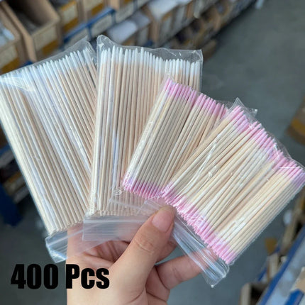 400pcs Pink Double Head Nail Art Cuticle Pusher Remover 7CM Orange Wood Sticks Cotton Swab Clean Tool for Nail Rhinestone Makeup 2028