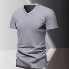T-shirt da uomo a maniche corte con scollo a V, T-shirt sportiva e casual da uomo, Maglietta basic tinta unita semplice e di tendenza
