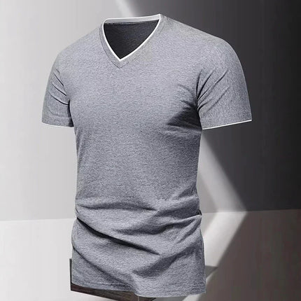 Men's Short Sleeve V-Neck T-Shirt, Men's Sporty Casual T-Shirt, Plain Simple Trendy Basic T-Shirt