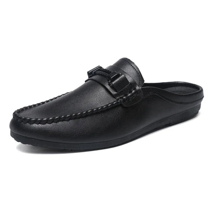 Mezze pantofole da uomo in pelle Scarpe casual da uomo traspiranti estive Scarpe da guida pigre slip-on Comode mocassini da passeggio Mocassini